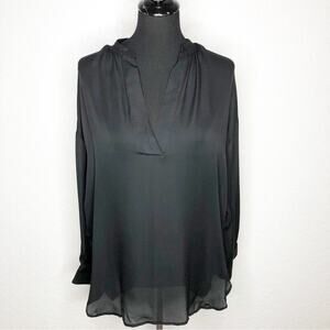 Vince black v neck silk popover top size Extra Small XS